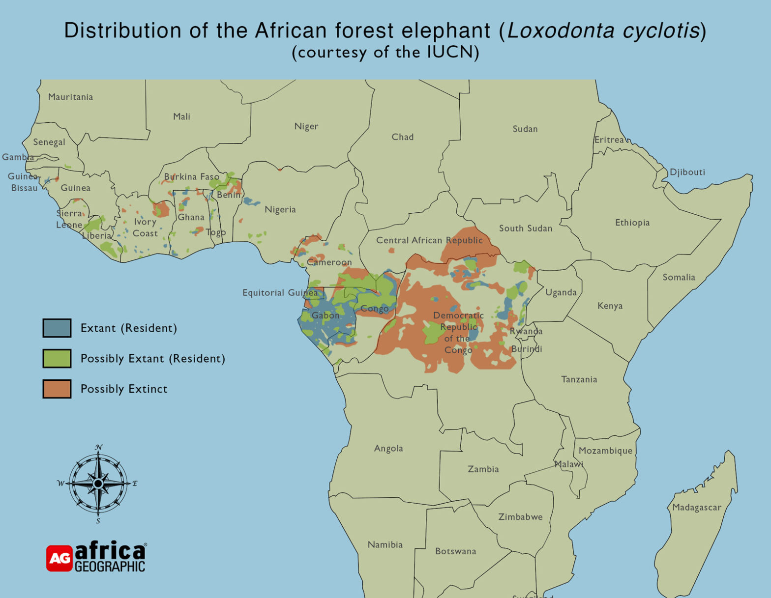 forest-elephant-map - Africa Geographic