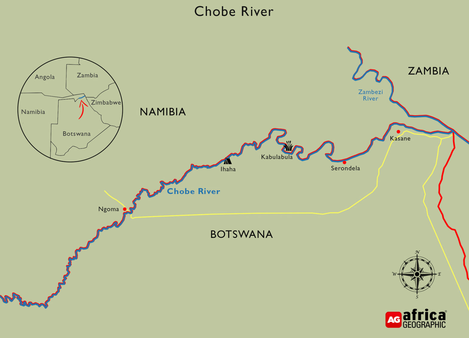 Chobe River Map Africa Geographic   Chobe River Map 1568x1129 