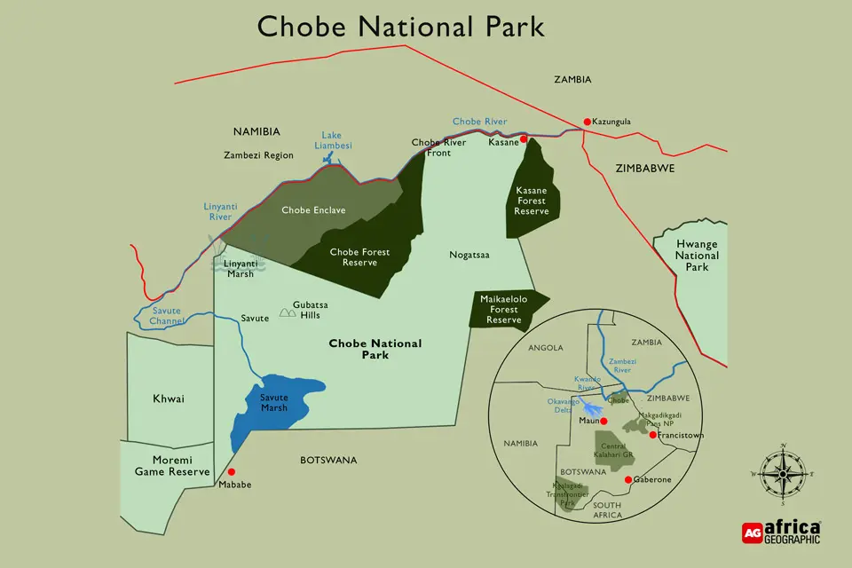 Map of Chobe National Park