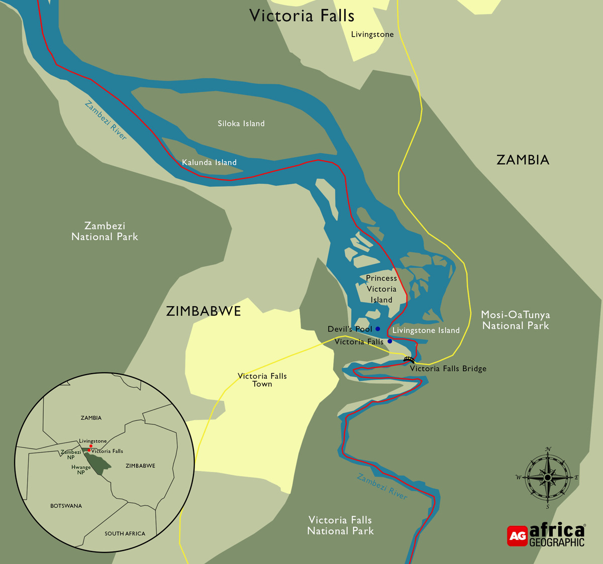 Victoria Falls Zambia Map