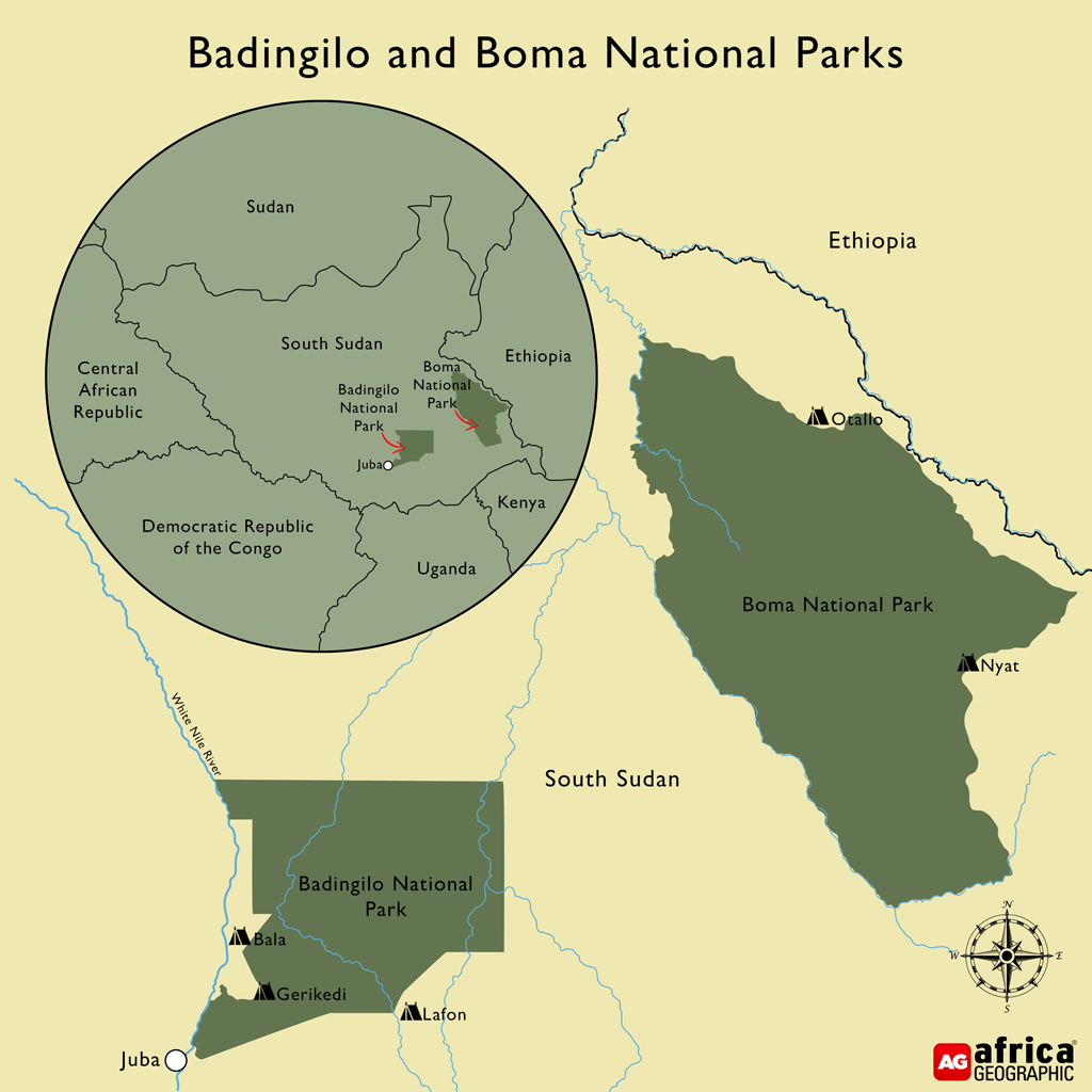 Badingilo and Boma National Parks map